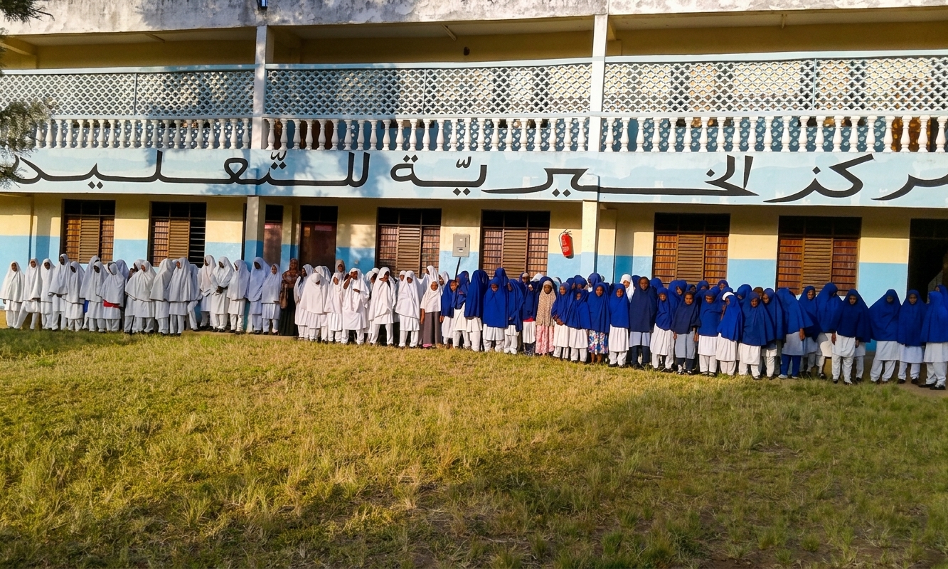 Students outside the Charity Centre of Education