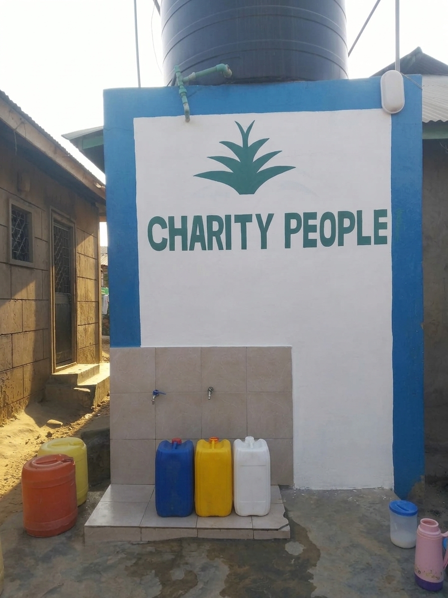 Community members using a new clean water borehole